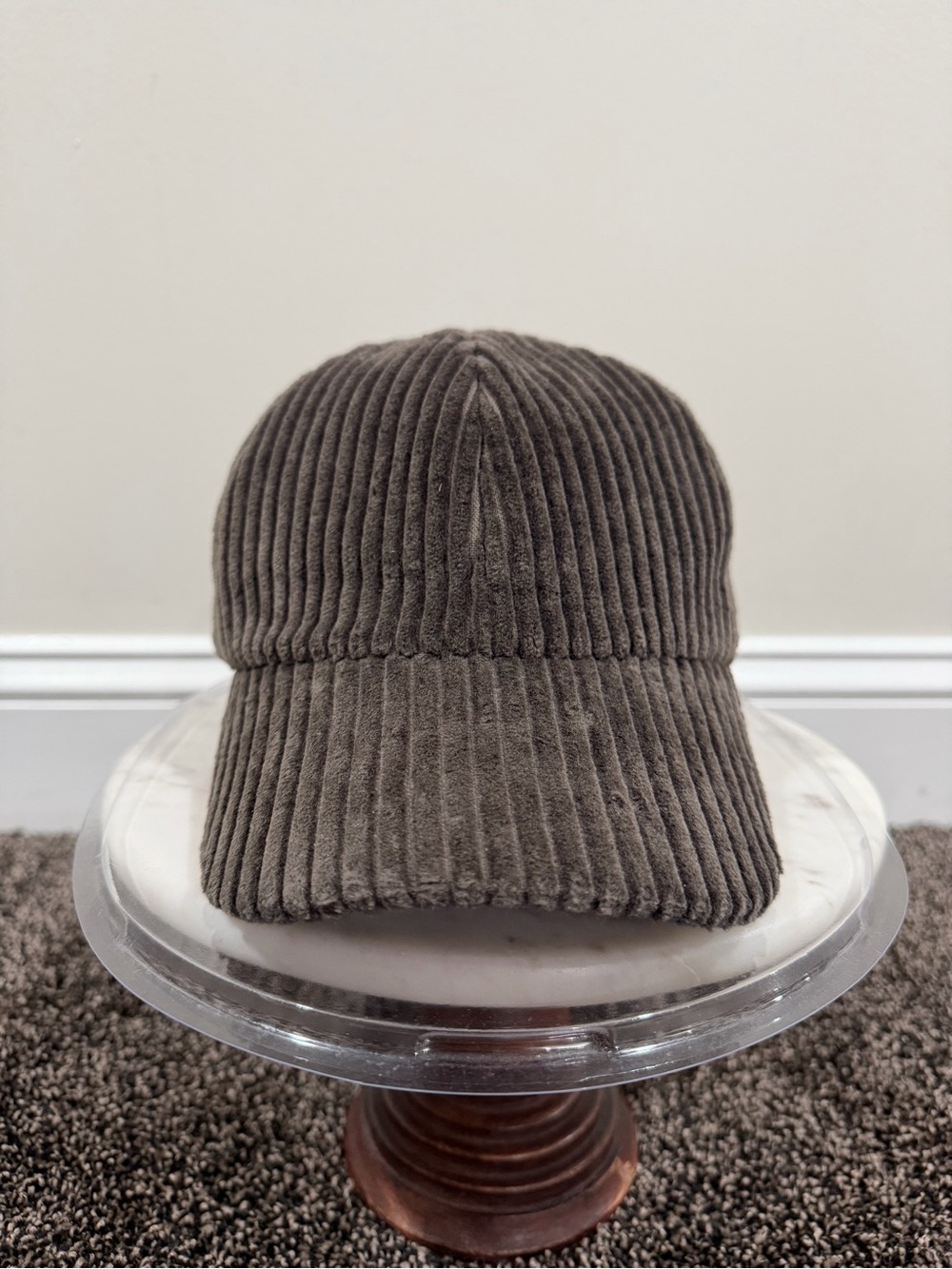 Brunello Cucinelli Shiny Gray Corduory Baseball Cap Hat